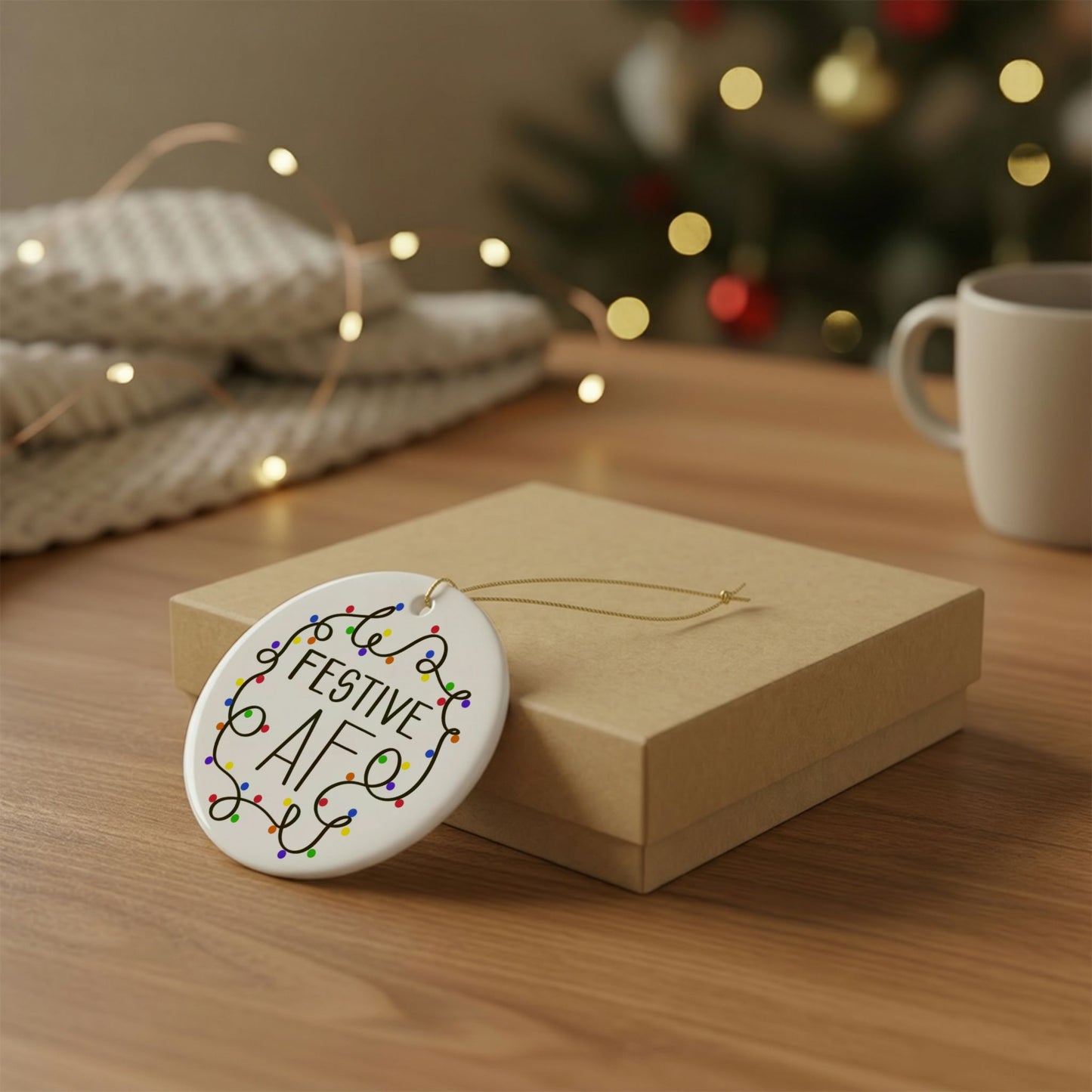 Festive AF Ceramic Ornament