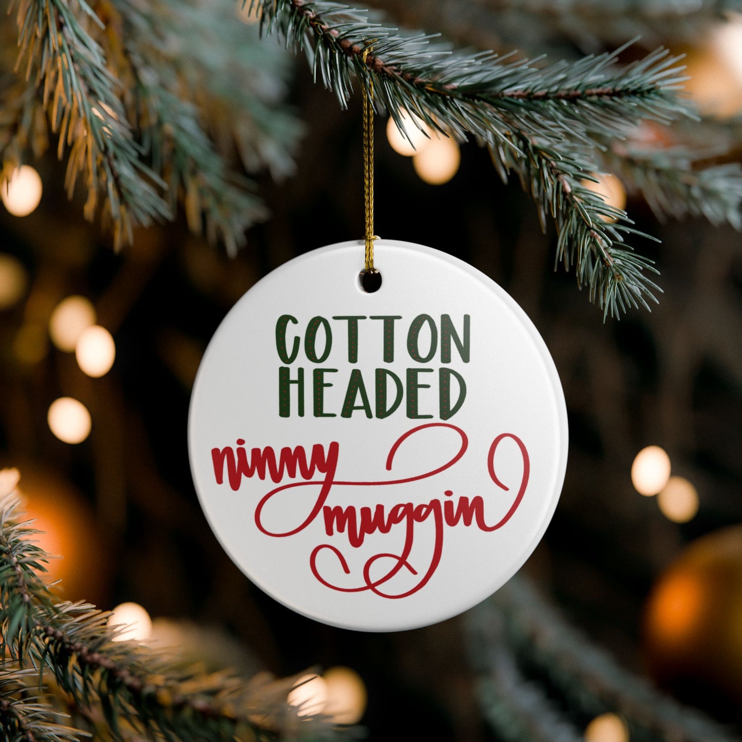 Cotton Headed Ninny Muggin Ceramic Ornament