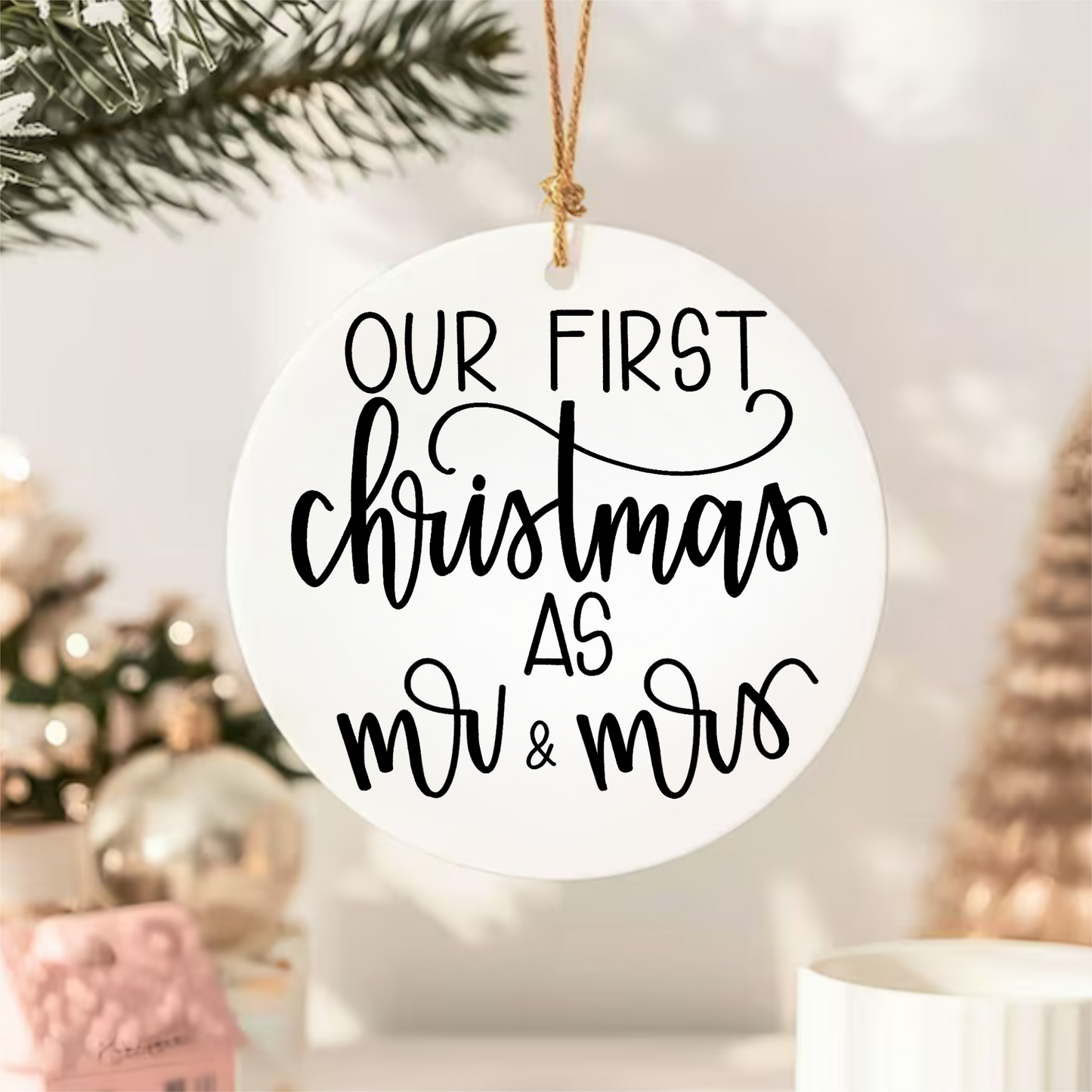 Our First Christmas As Mr and Mrs Ceramic Ornament