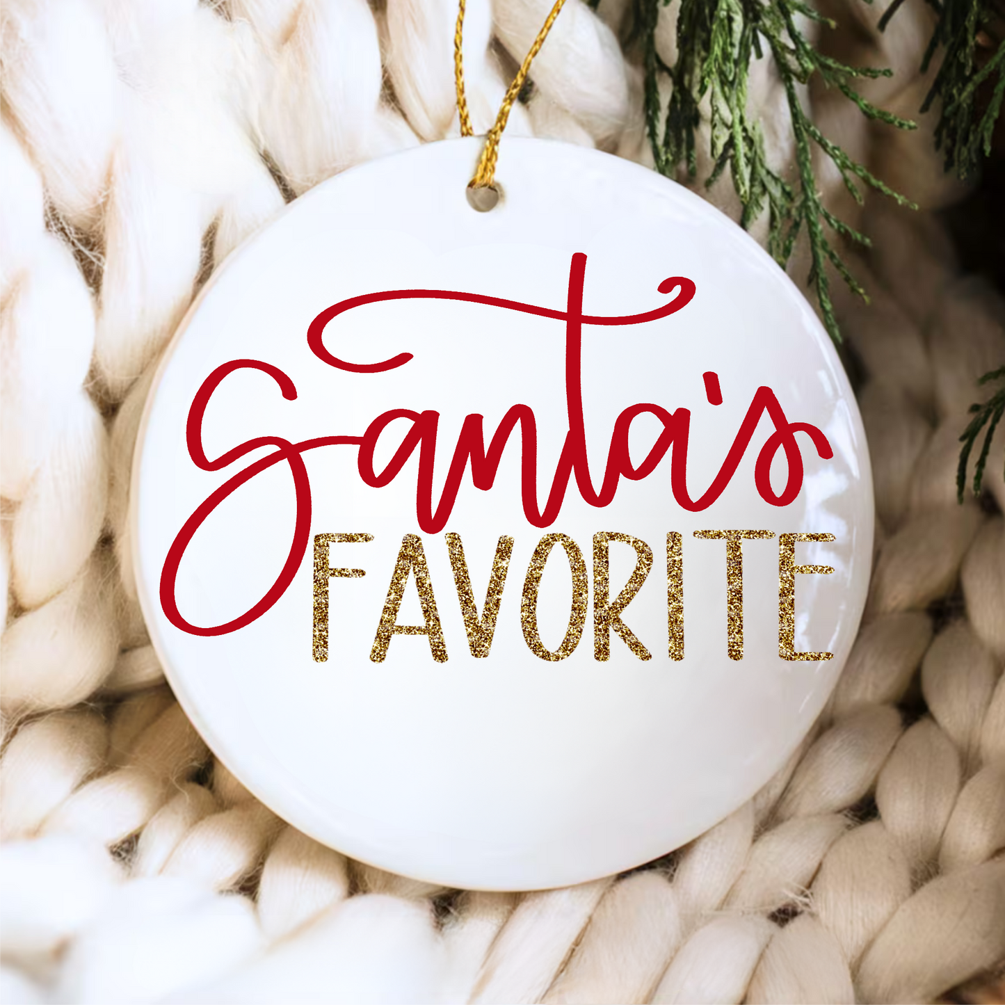 Santa's Favorite Ceramic Ornament