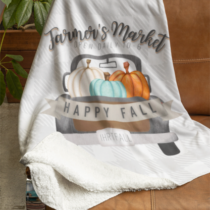 Happy Fall Fleece Sherpa Blanket
