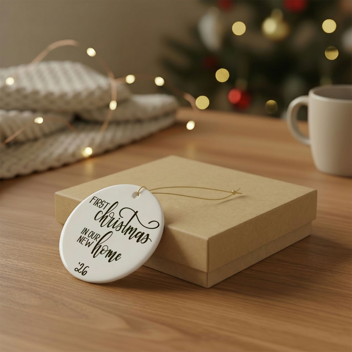 Custom First Christmas In Our New Home Ceramic Ornament