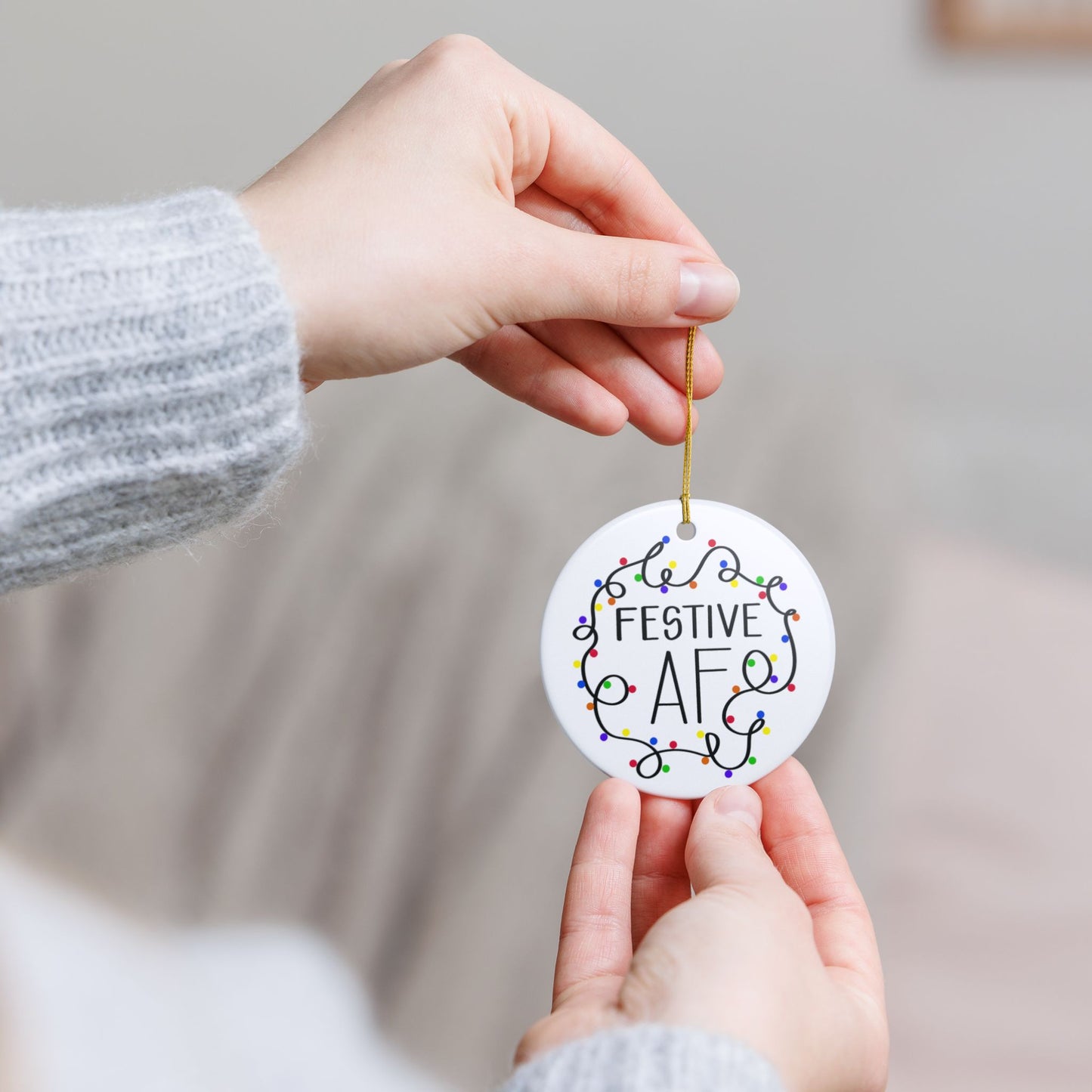 Festive AF Ceramic Ornament
