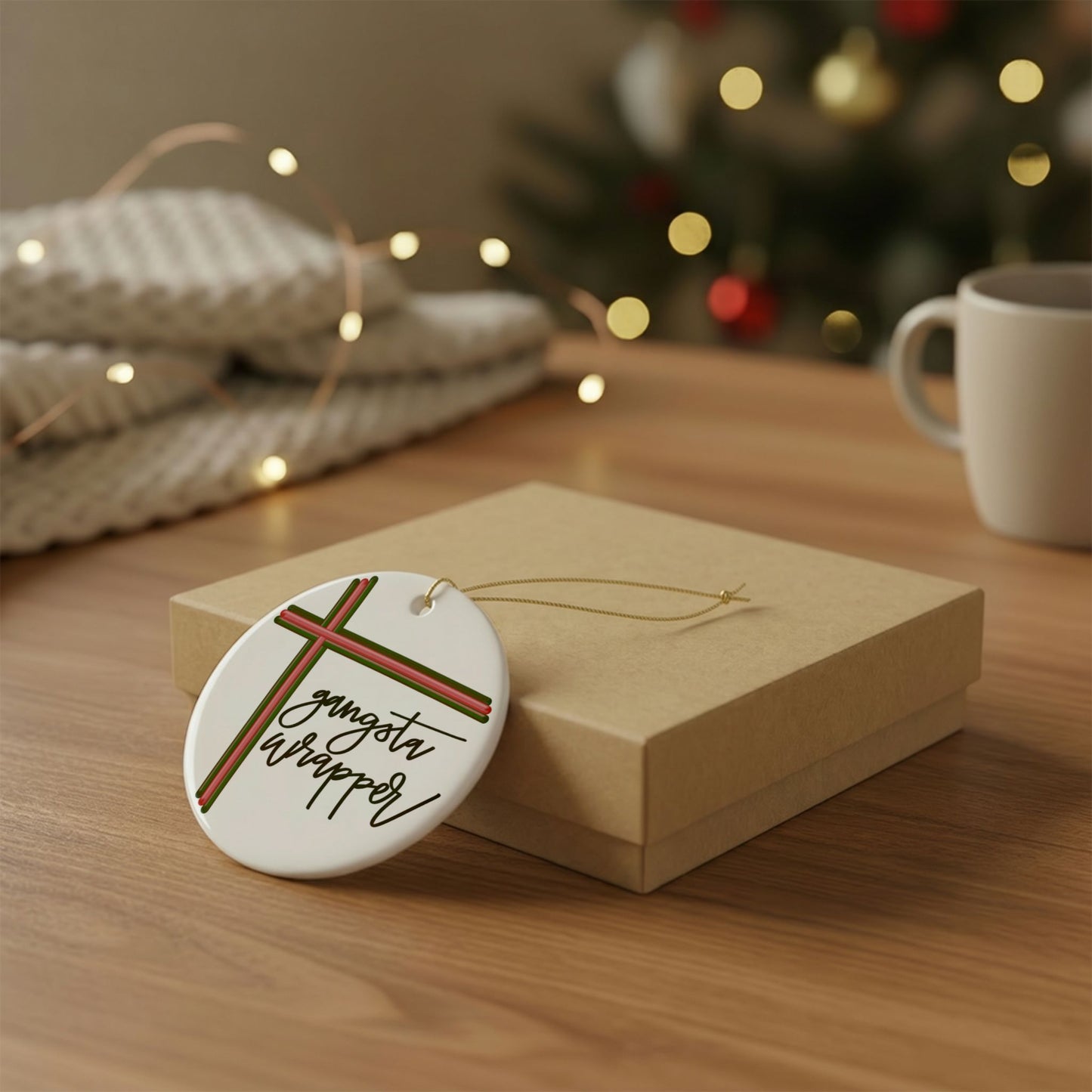 Gangsta Wrapper Ceramic Ornament