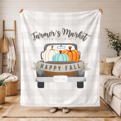 Happy Fall Fleece Sherpa Blanket